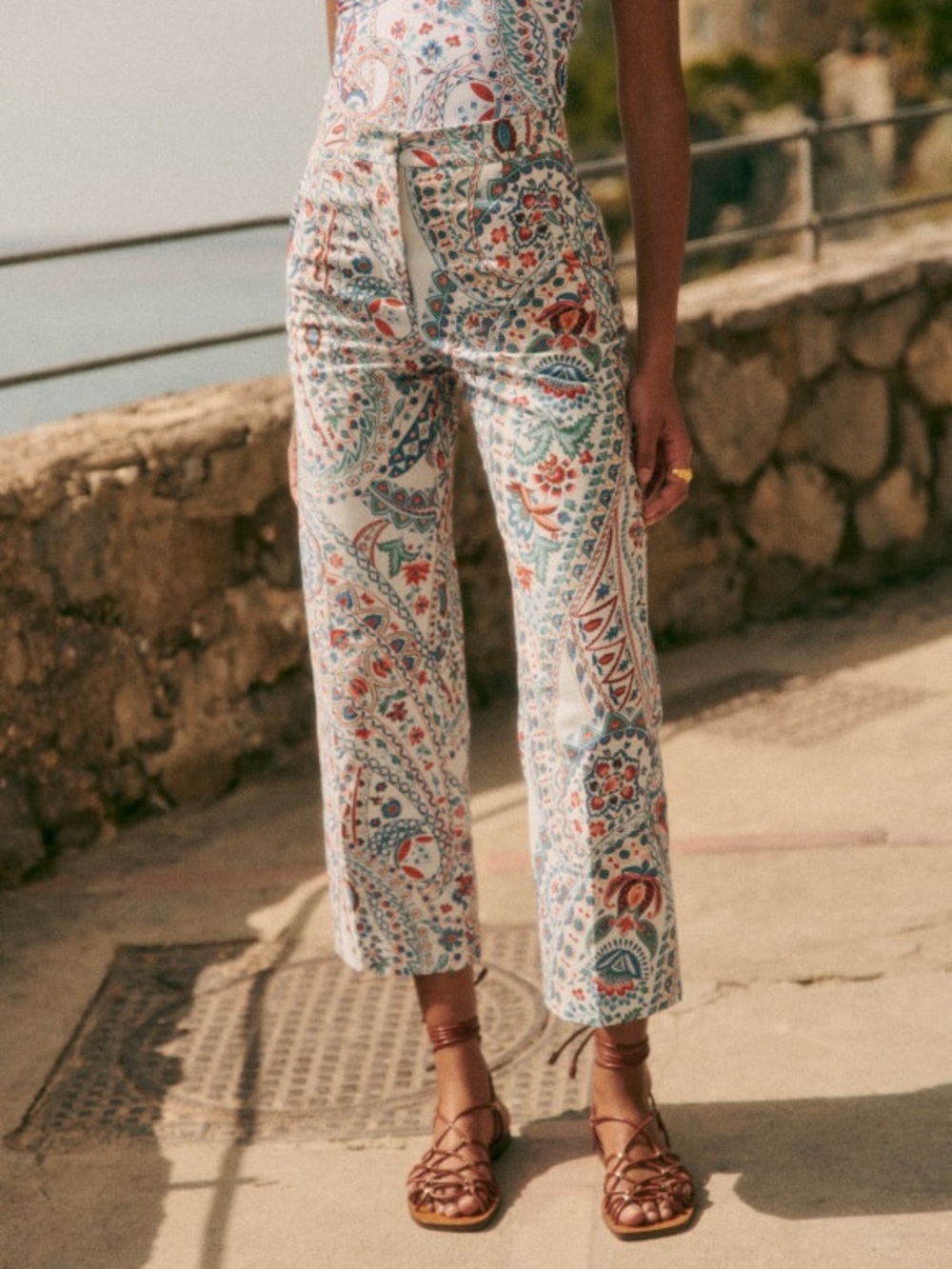 Sezane Martin Cropped Trousers in Milo, Size 34